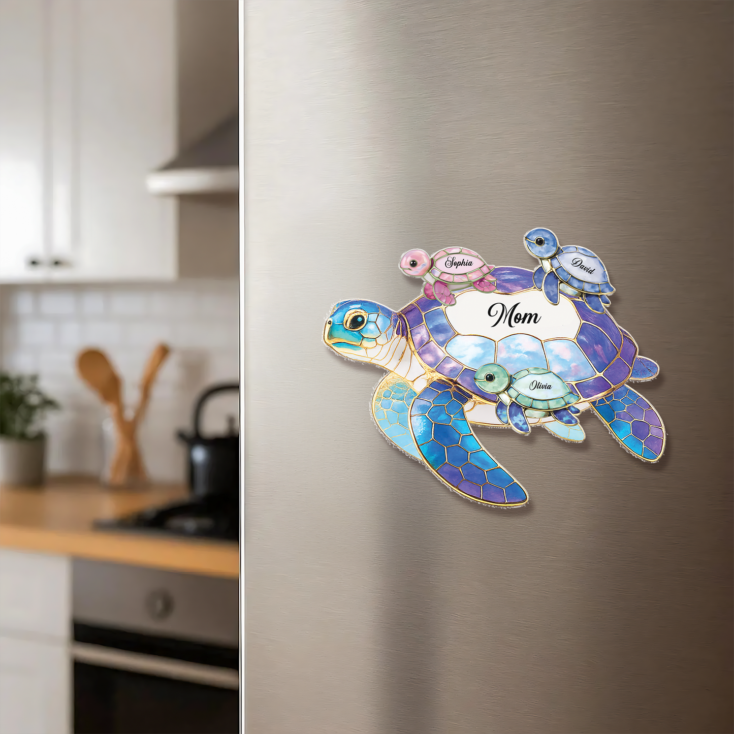 Personalized Sea Turtle Fridge Magnet | Custom Name Decor Mother's Day Gift For Grandma Mom 684810