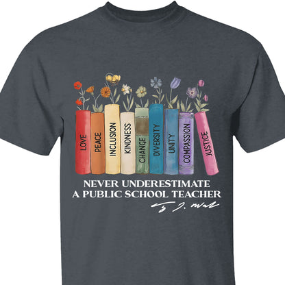 Never Underestimate A Public School Teacher Shirt | Democrat Shirt | Kamala Harris 2024 Shirt Dark T1543 - KH2