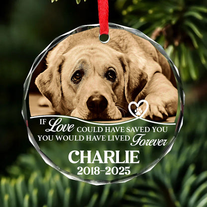 Personalized If Love Could Have Saved You Glass Ornament | Custom Memorial Pet Photo Glass Ornament For Christmas Decor 682726