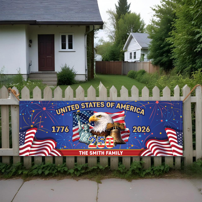 Personalized America 250 Years Anniversary Banner Flag | Patriotic 1776–2026 Banner 684526