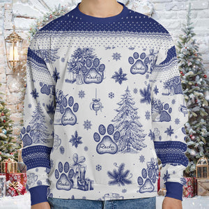 Custom Dogs Name Toile De Jouy Ugly Ugly Sweater | Personalized Christmas All-Over-Printed Sweatshirt | Gift For Dog Lovers 683510