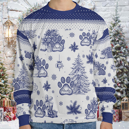 Custom Dogs Name Toile De Jouy Ugly Ugly Sweater | Personalized Christmas All-Over-Printed Sweatshirt | Gift For Dog Lovers 683510