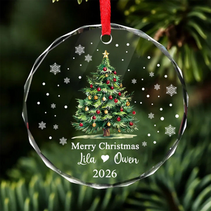 Personalized Crystal Christmas Tree Glass Ornament, Custom Name Holiday Decor Gift For Couple 686619
