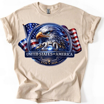 USA 250th Anniversary Eagle Emblem Bright Shirt | Personalized Patriot Sweatshirt | Patriotic Tee 684409