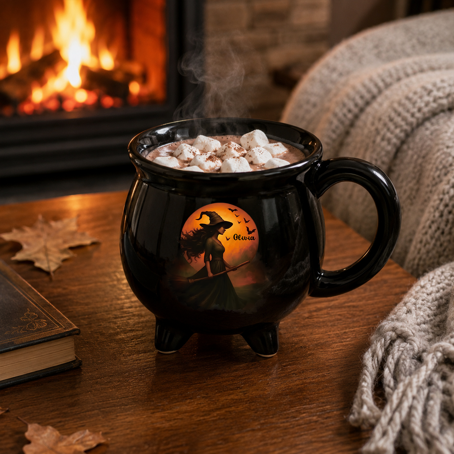 Personalized Witch Halloween Cauldron Mug, Custom Name Witch Coffee Mug, Spooky Halloween Gift 685785