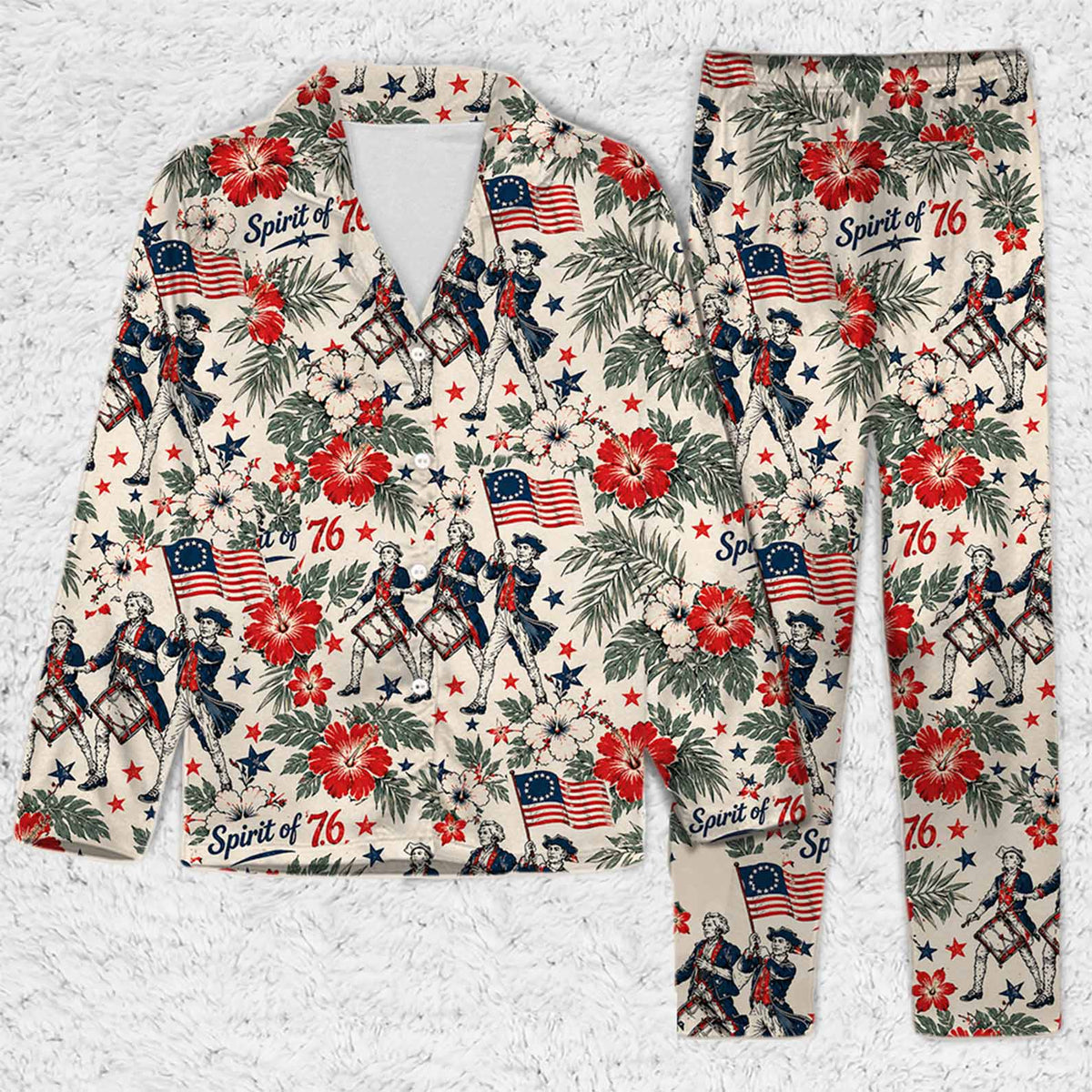 Patriotic USA 250th Anniversary Pajama Set, Spirit Of 76 Christmas Sleepwear Gift 685190