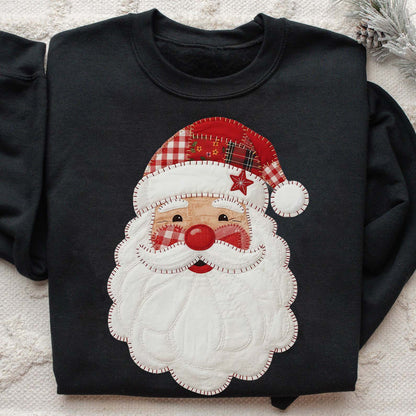 Christmas Santa Patchwork Sweatshirt | Christmas Shirt 683324
