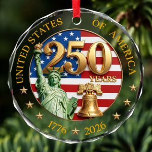 USA 250th Anniversary Glass Ornament, 1776-2026 Statue Of Liberty Ornament, Patriotic Christmas Decoration 685787