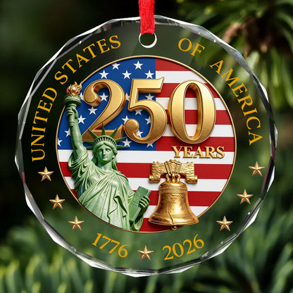 USA 250th Anniversary Glass Ornament, 1776-2026 Statue Of Liberty Ornament, Patriotic Christmas Decoration 685787