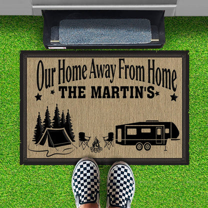 Our Home Away From Home Personalized Custom RV Camping Doormats H595