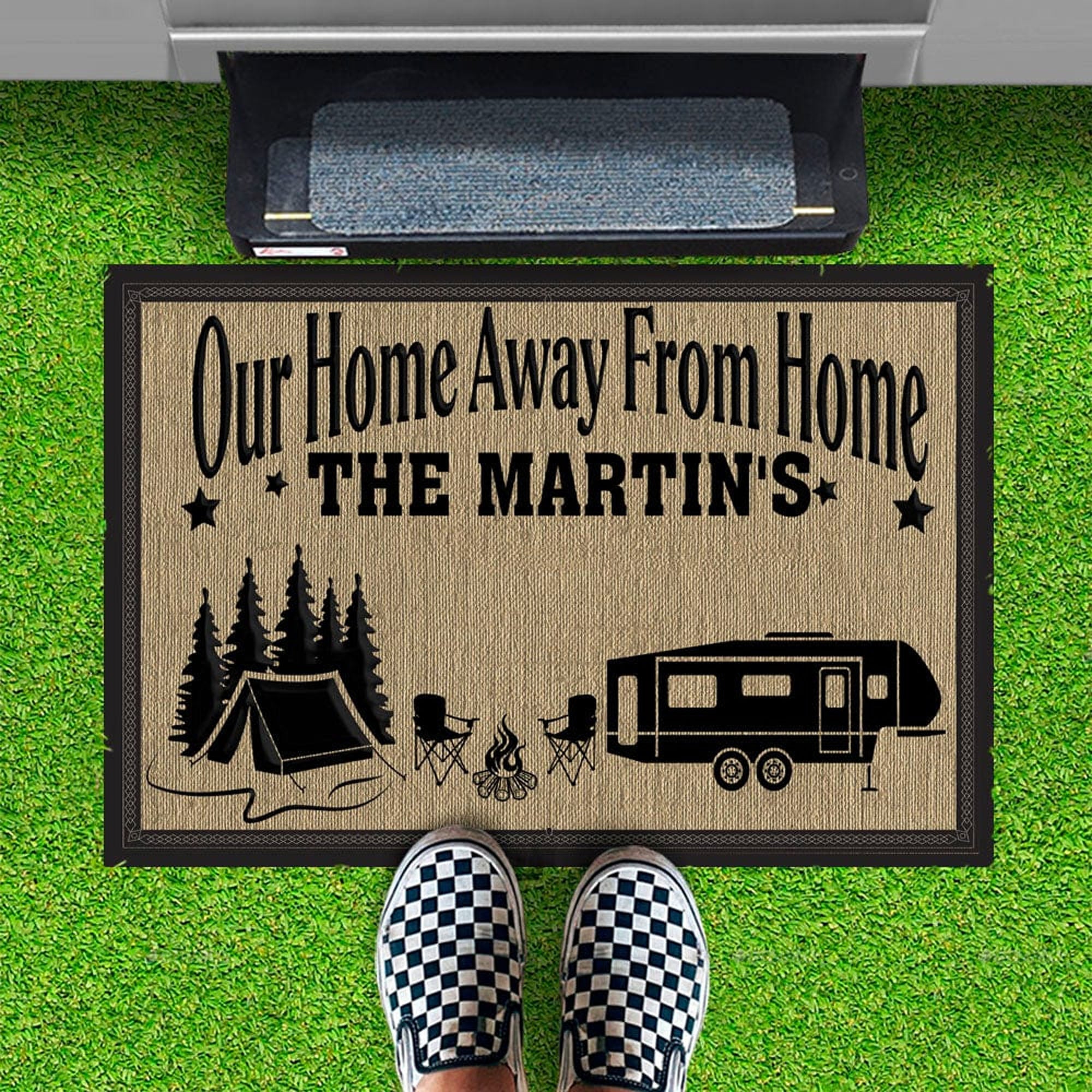 Our Home Away From Home Personalized Custom RV Camping Doormats H595