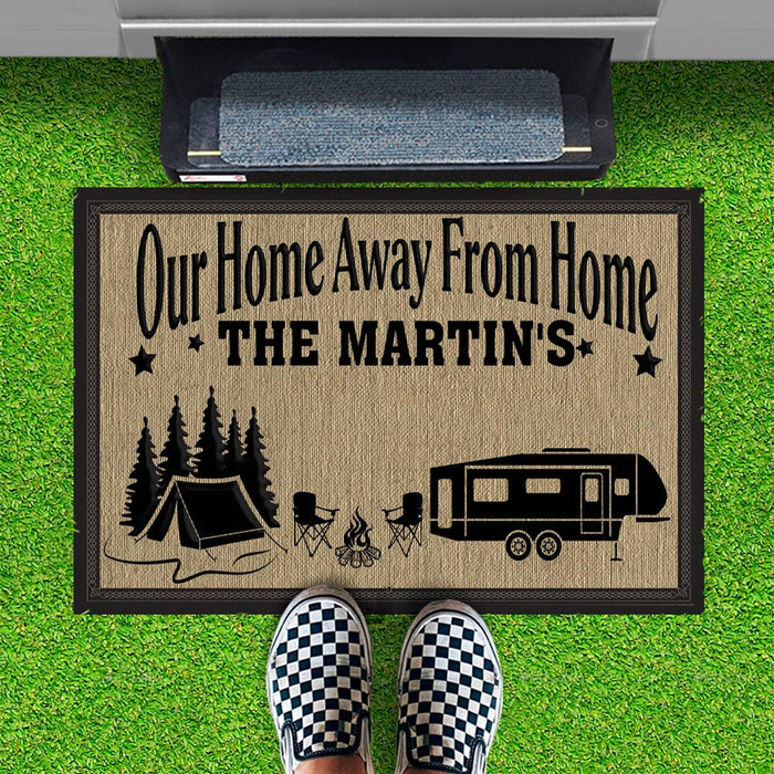 Our Home Away From Home Personalized Custom RV Camping Doormats H595