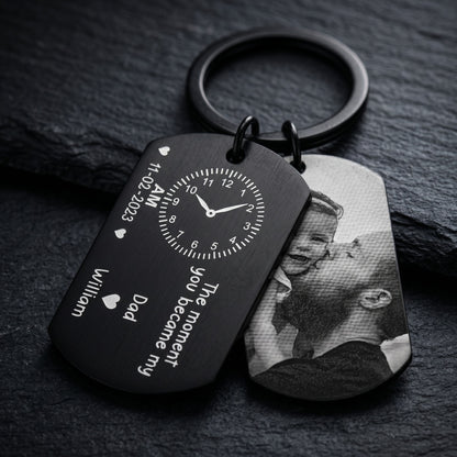Custom Photo The Moment You Became My Dad Keychain | Personalized Father's Day Gift, Gift For New Dad 685139