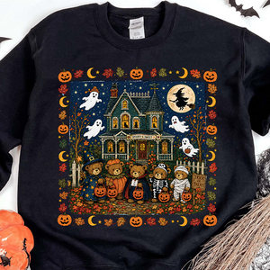 Vintage 90s Nostalgic Bears Halloween Graphic Dark Shirt, Retro Spooky Season Tee 685613