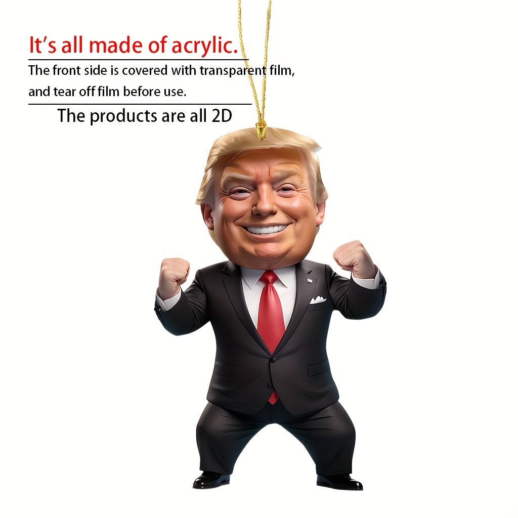 Contemporary 2D Strongman Acrylic Pendant - Multifunctional Hanging Decor for Car & Christmas Tree, Seasonal Ornament for Easter, Christmas, Halloween - Universal Gift without Electricity, Pack of 1 - HT02