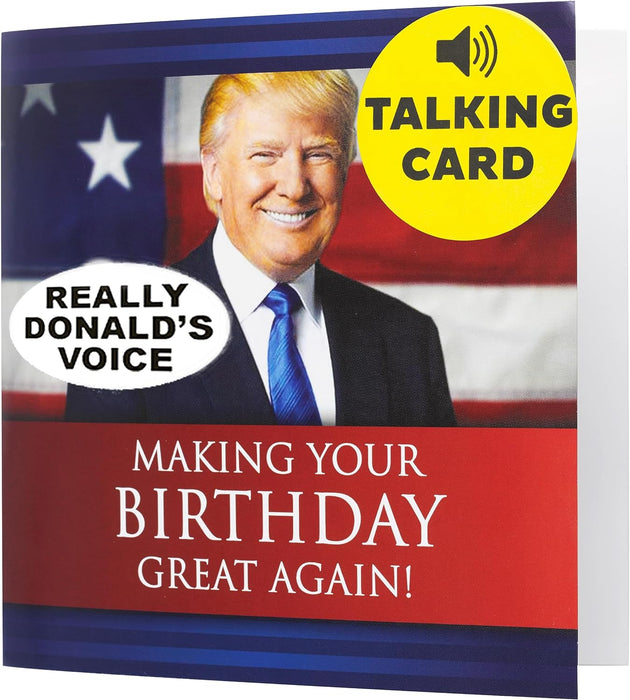 Talking Trump Birthday Card with Trump'S REAL Voice (Red) - Trump Birthday Cards for Men, Donald Trump Gifts for Men, Funny Birthday Card for Men & Women, Funny Birthday Gift for Husband, Trump Stuff