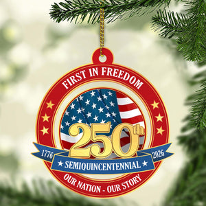 America 250 Years Birthday Wood Ornament | USA Semi-Quincentennial 1776-2026 | United States Patriotic Ornament 682720