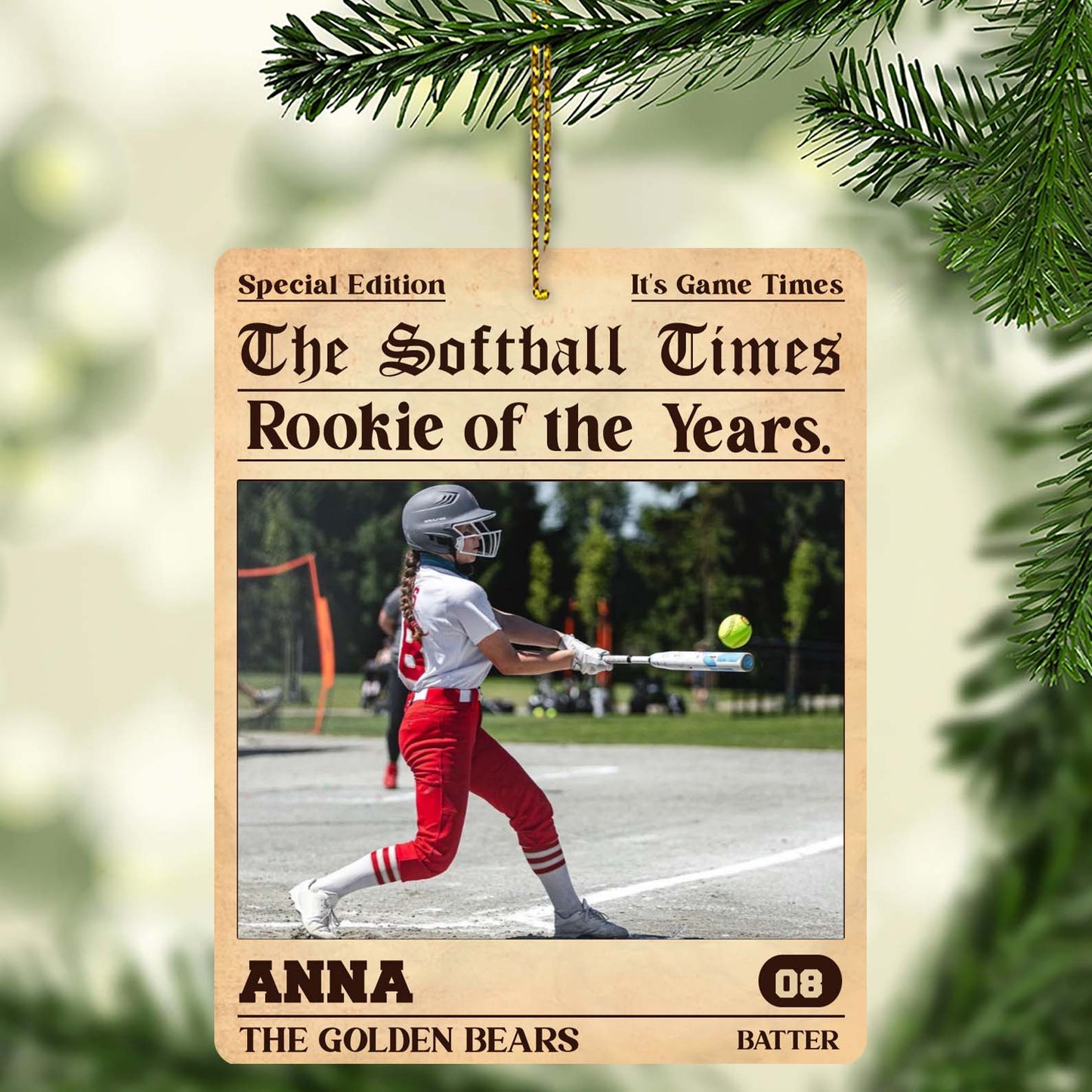 Personalized Rookie of the Year Softball Wood Ornament | Custom Softball Photo Ornament 682723