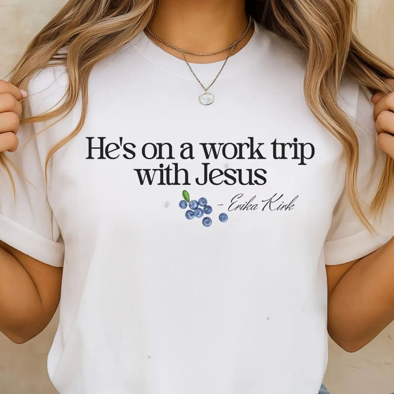 He's on a Work Trip with Jesus Christian Charlie Kirk Shirt | Faith Based Inspired By Erika Kirk Shirt 683067