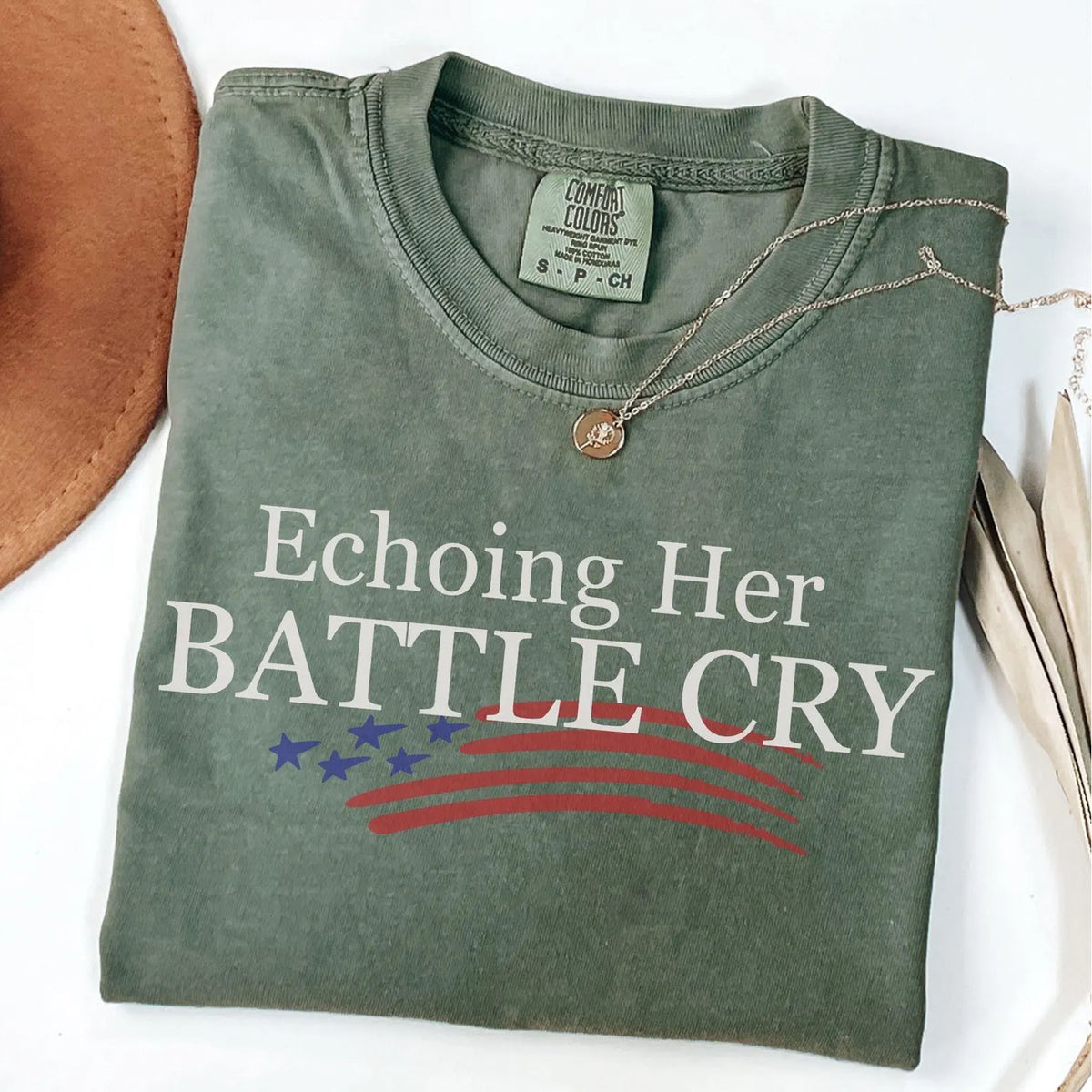 Echoing Her Battle Cry Charlie Kirk Comfort Colors Shirt, Erika Kirk Shirt 683068