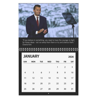 Charlie Kirk Wall Calendar 2026 | Justice Charlie Kirk Memorial Desk Decor 683098