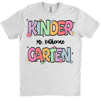 Personalized Kindergarten Teacher T-Shirt | Back to School Tee | Custom Shirt for Teachers 682576