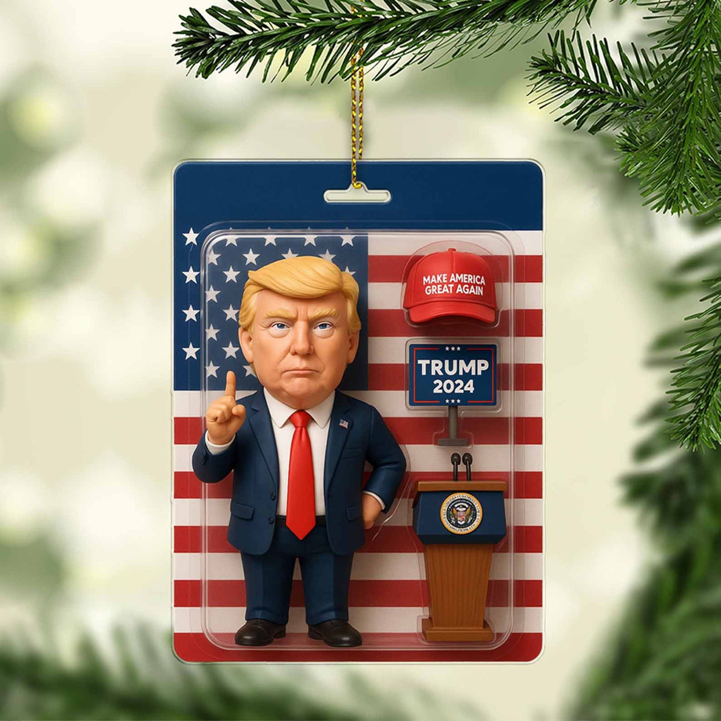 President Trump 2D Acrylic Ornament, MAGA Ornament, Perfect for Car & Christmas Tree Decor 682649 - GOP