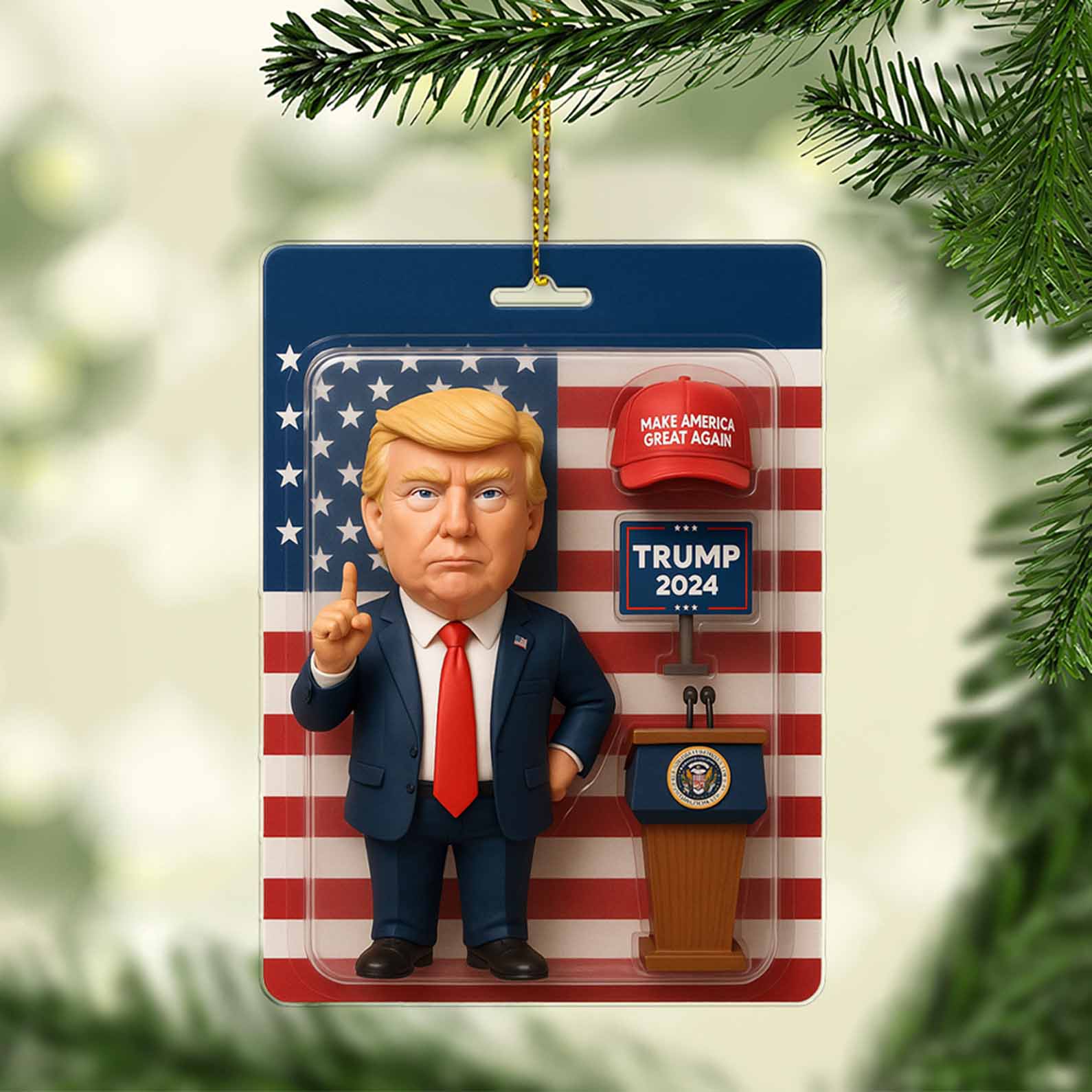 President Trump 2D Acrylic Ornament, MAGA Ornament, Perfect for Car & Christmas Tree Decor 682649 - GOP