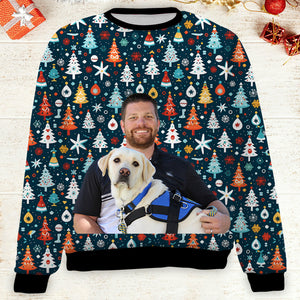 Custom Photo Christmas Family Sweatshirt, Personalized Photo Ugly Sweater, Christmas All-Over-Printed Sweatshirt 682672