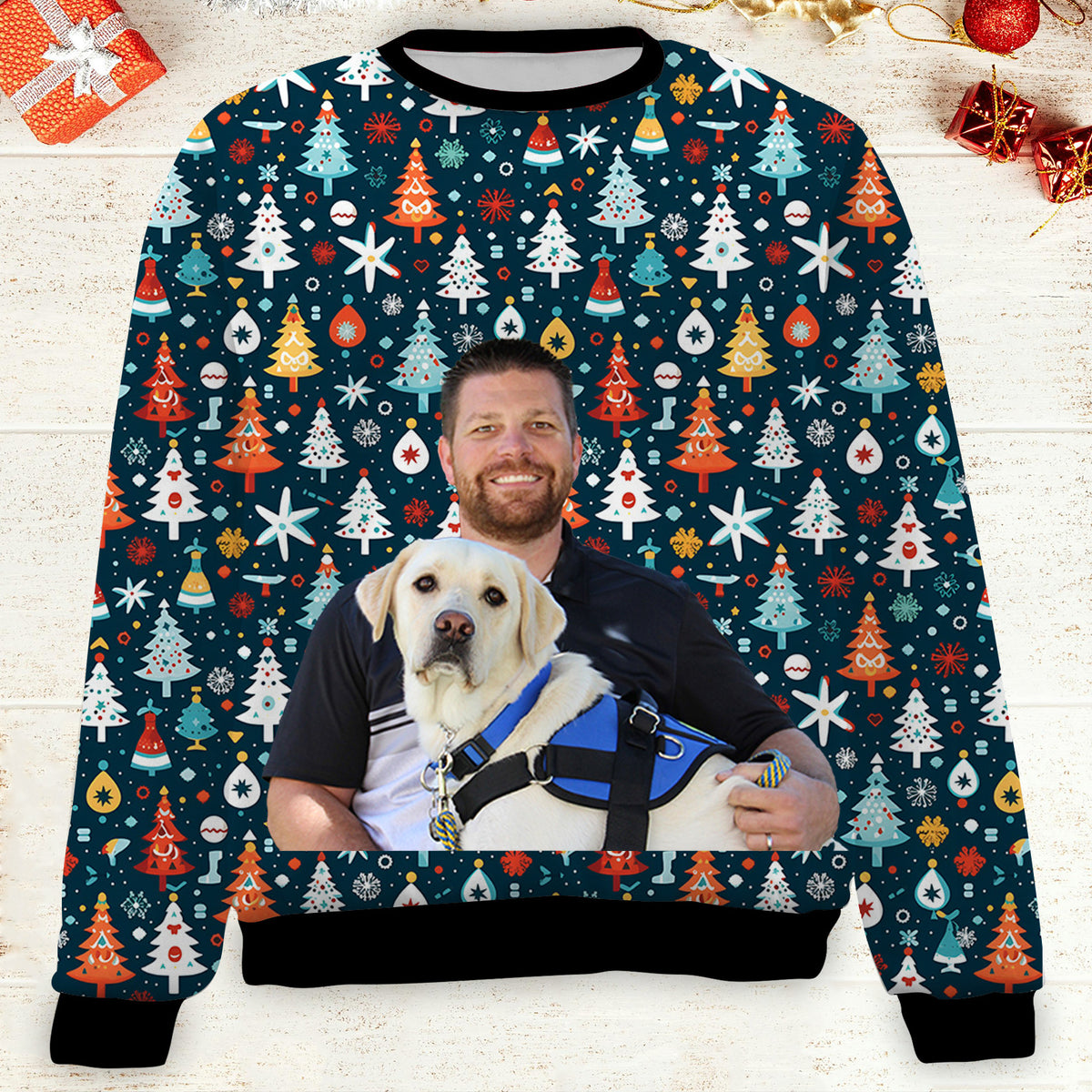 Custom Photo Christmas Family Sweatshirt, Personalized Photo Ugly Sweater, Christmas All-Over-Printed Sweatshirt 682672