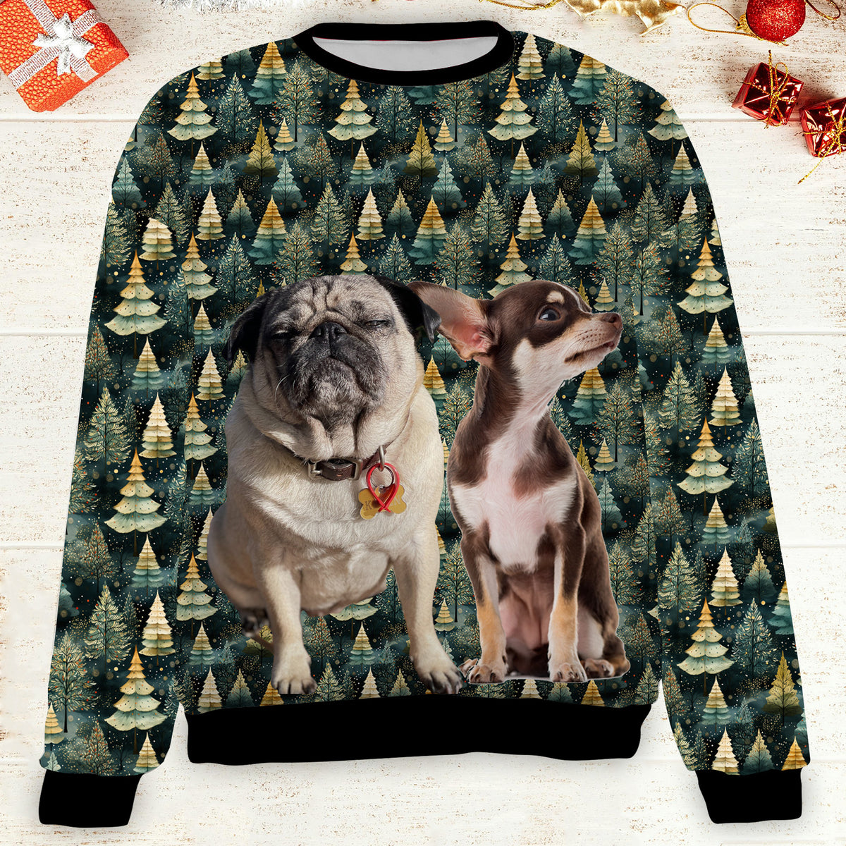 Custom Photo Christmas Pet Sweatshirt, Personalized Photo Ugly Sweater, Christmas All-Over-Printed Sweatshirt 682672