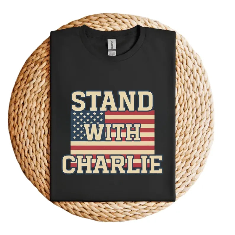 Stand With Charlie Kirk Memorial Shirt, Free Speech Support Tee, Vintage College Style Political Shirt, America Freedom 682826