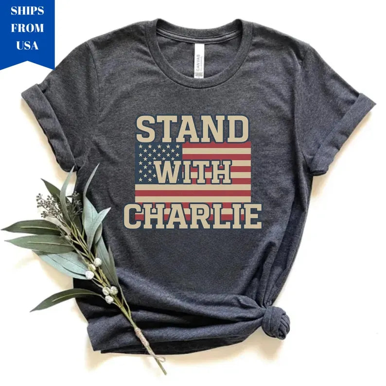 Stand With Charlie Kirk Memorial Shirt, Free Speech Support Tee, Vintage College Style Political Shirt, America Freedom 682826