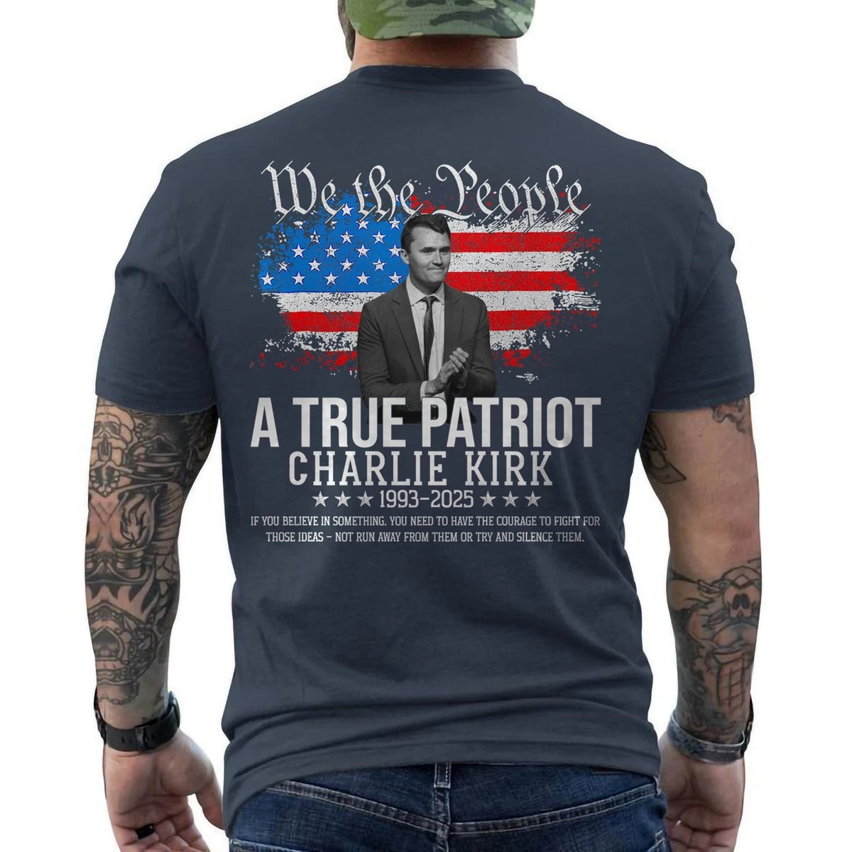 A True Patriot Charlie Kirk Memorial Shirt | Justice Charlie Kirk Tribute Backside Shirt 683020