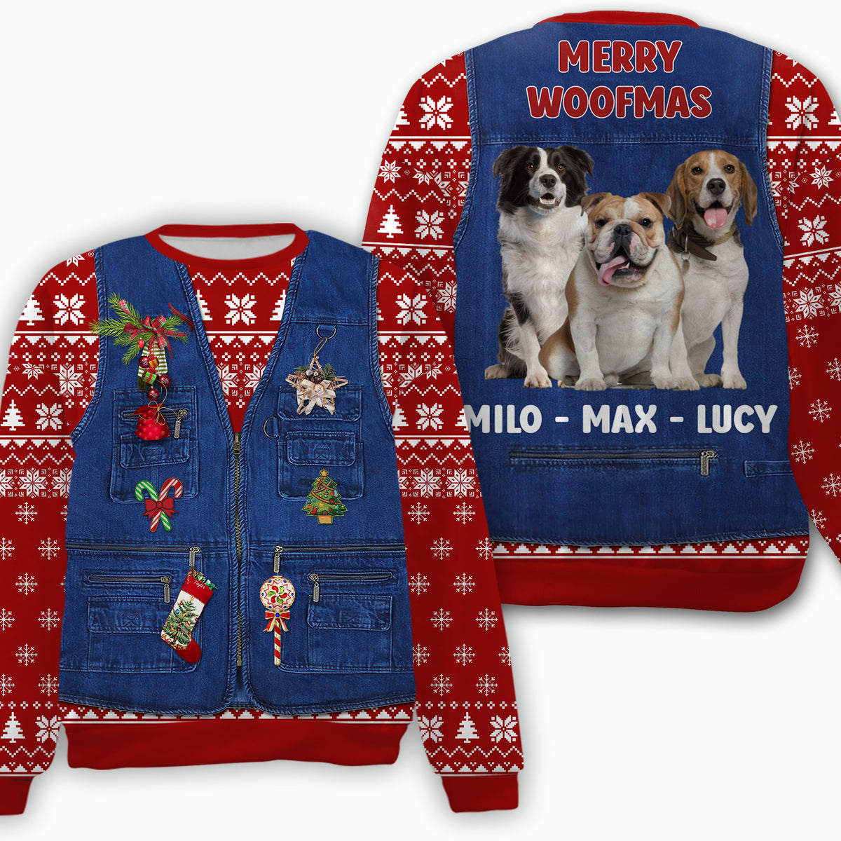 Custom Photo Ugly Sweater | Personalized All-Over-Printed Sweatshirt | Christmas Gift For Dog Lovers Cat Lovers 683583