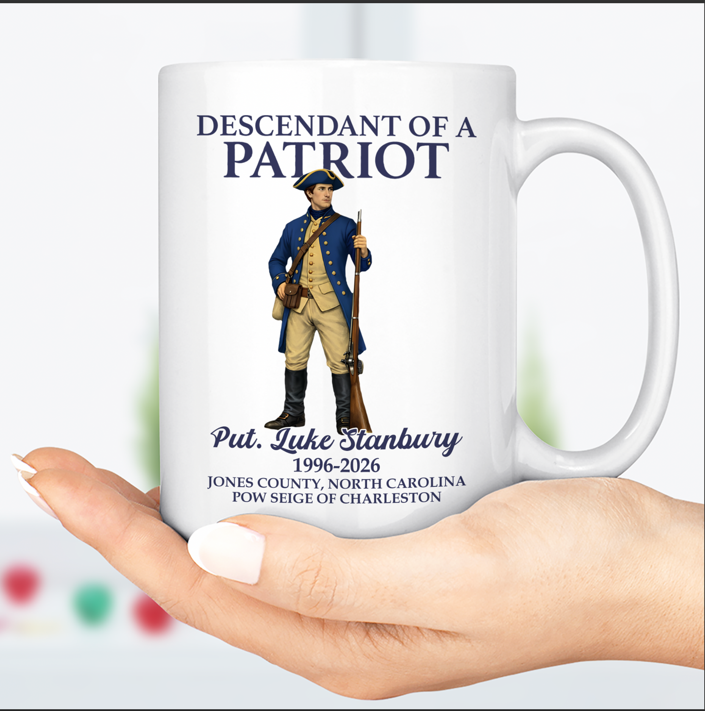 Custom Name Descendant Of A Patriot Mug | Personalized 250 Years DAR SAR Ceramic Mug | 4th of July Gift 684471