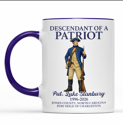 Custom Name Descendant Of A Patriot Mug | Personalized 250 Years DAR SAR Ceramic Mug | 4th of July Gift 684471