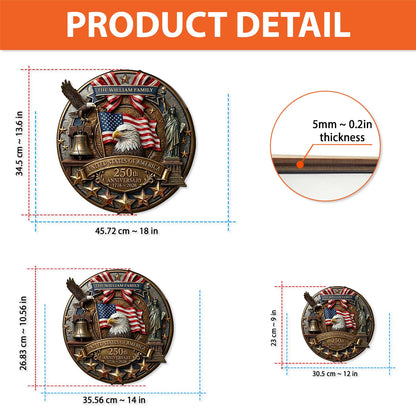 Personalized America 250 Years Anniversary | 1776-2026 Semiquincentennial Patriotic Wooden Sign 684514