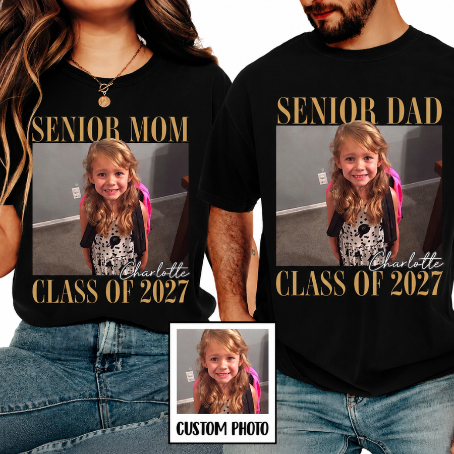 Custom Photo Senior Mom Shirt, Class Of 2027 Tee, Personalized Graduation Gift 685635