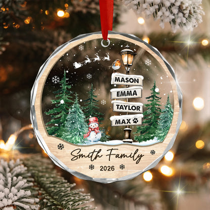 Custom Family Names Glass Ornament, Personalized Family & Pet Christmas Keepsake Gift 685762