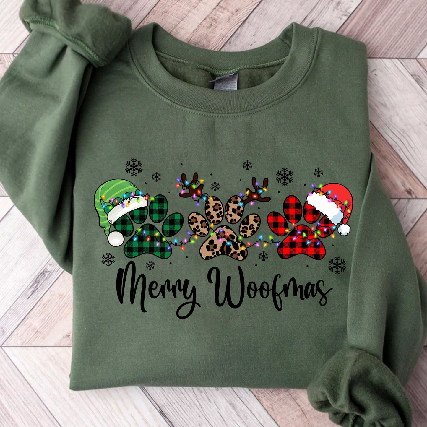 Merry Woofmas Sweatshirt, Pet Lovers Christmas Sweatshirt, Happy Christmas Ugly Sweatshirt - K1491