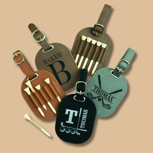Personalized Leather Golf Tee Holders | Mini Golf Bag Tag | Engraved Leather Golf Accessories 683886