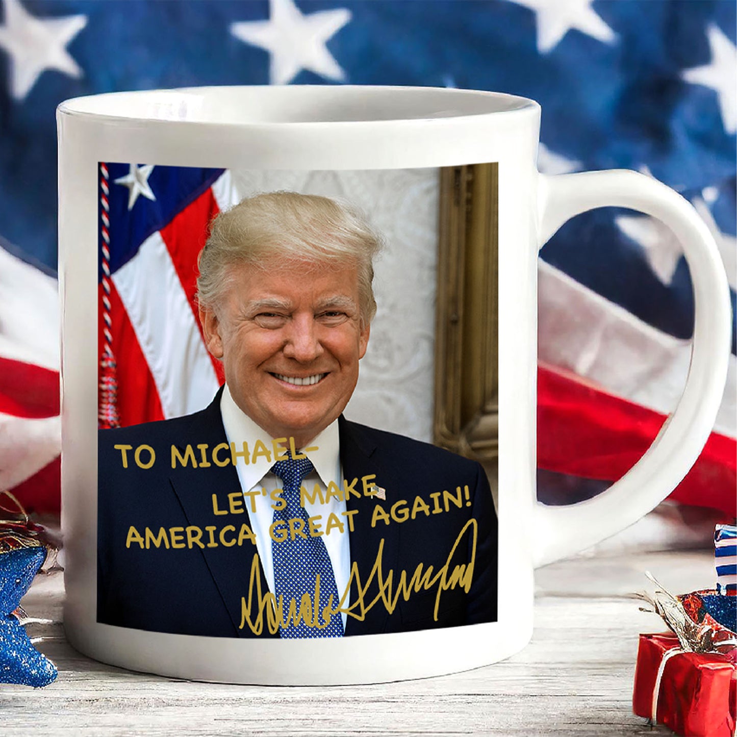 President Donald Trump Autographed Mug | Donald Trump Homage Mug | Donald Trump Fan White Mug C922 - GOP