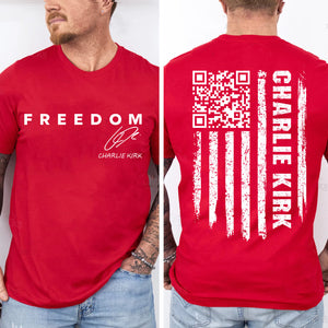 QR Code Charlie Kirk Red Shirt | Red Freedom Shirt | We Wear Red Charlie Kirk Birthday October 14 Front & Back Shirt 683100