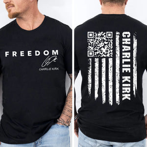 QR Code Charlie Kirk Shirt | Justice Charlie Kirk Memorial Front & Back Shirt 683130
