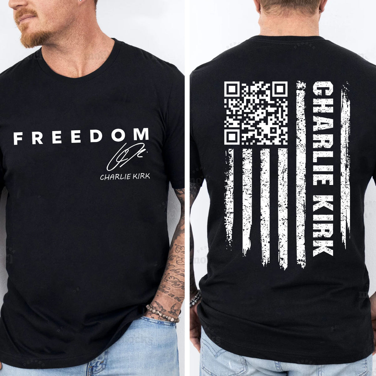 QR Code Charlie Kirk Shirt | Justice Charlie Kirk Memorial Front & Back Shirt 683130