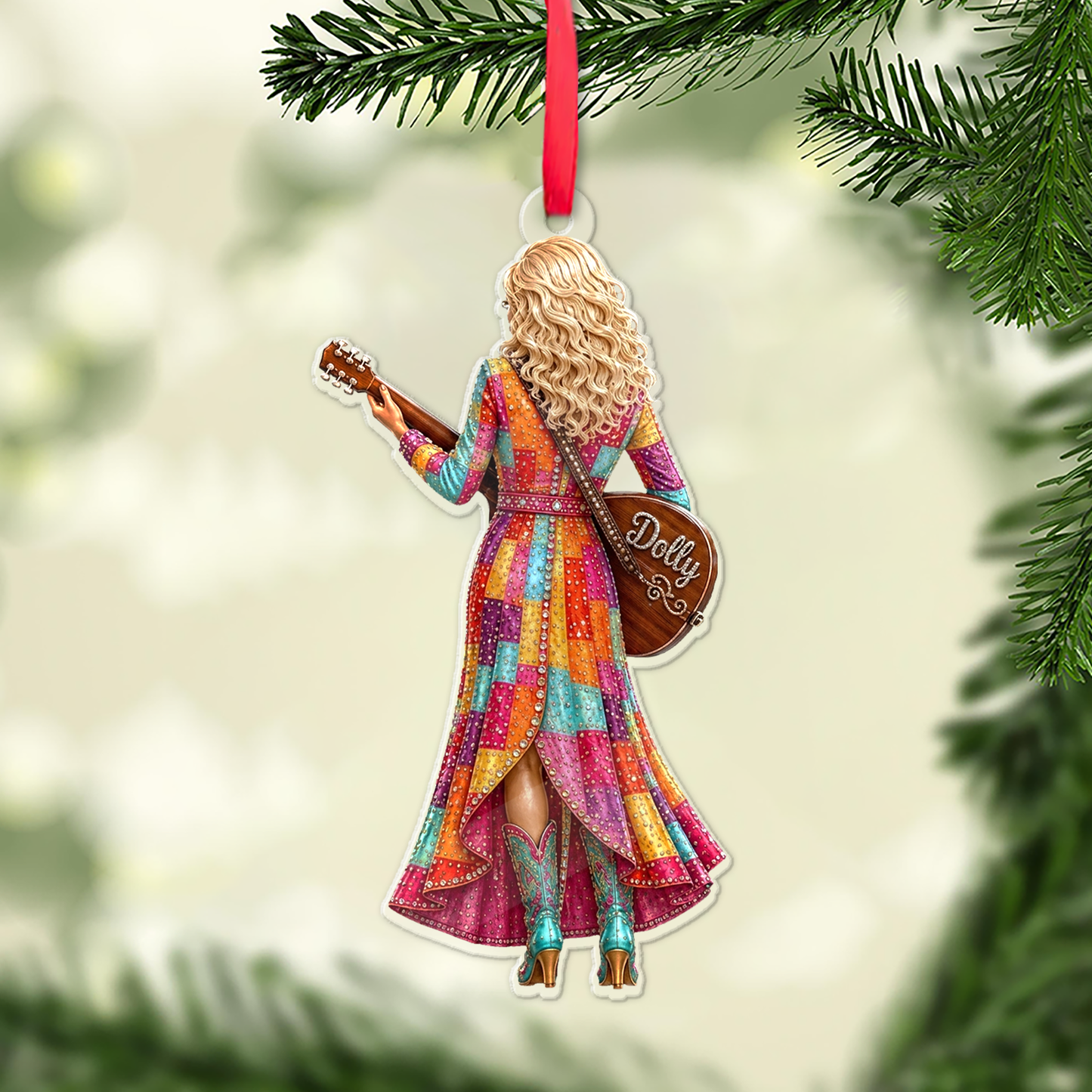 Dolly Parton Guitar Acrylic Ornament, Country Music Christmas Ornament, Dolly Fan Gift 686151