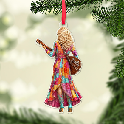 Dolly Parton Guitar Acrylic Ornament, Country Music Christmas Ornament, Dolly Fan Gift 686151