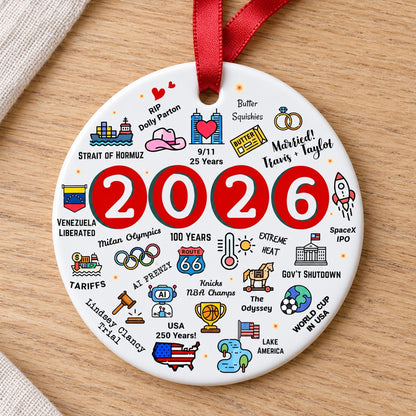 Year In Review Christmas Ornament, 2026 Milestone Ceramic Ornament, Funny Pop Culture Holiday Tree Decor 686958 WFD