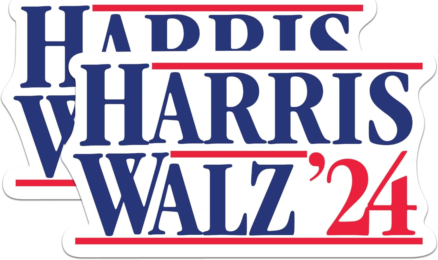 (2 Pack) Harris Walz 2024 Election Stickers - Kamala Harris and Tim Waltz '24 Election - 5 Inches on Longest Side - Premium Quality Vinyl - Made in USA - HW006